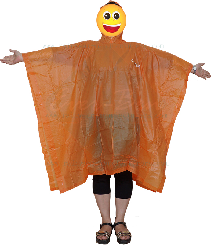 017 Orange PVC Waterproof Rain Poncho